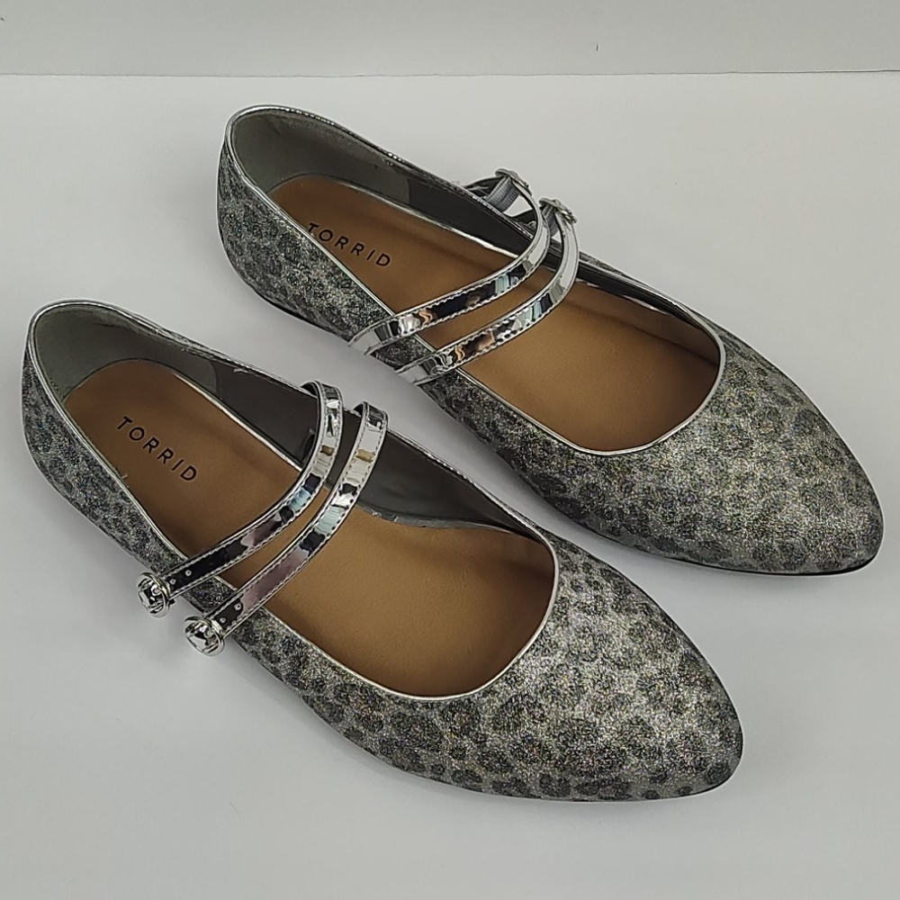 Torrid Silver Double Strap Leopard Mary Jane Flat